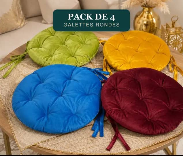Deco Shop Plus Pack de 4 galettes de chaise rondes capitonnées