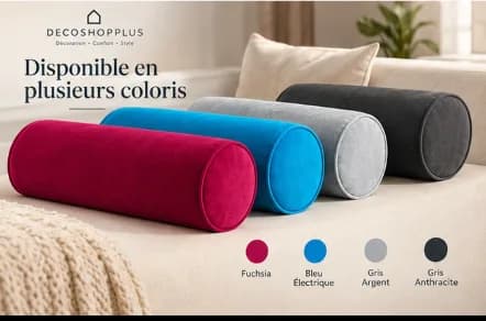 Deco Shop Plus Coussin traversin cylindrique en velours