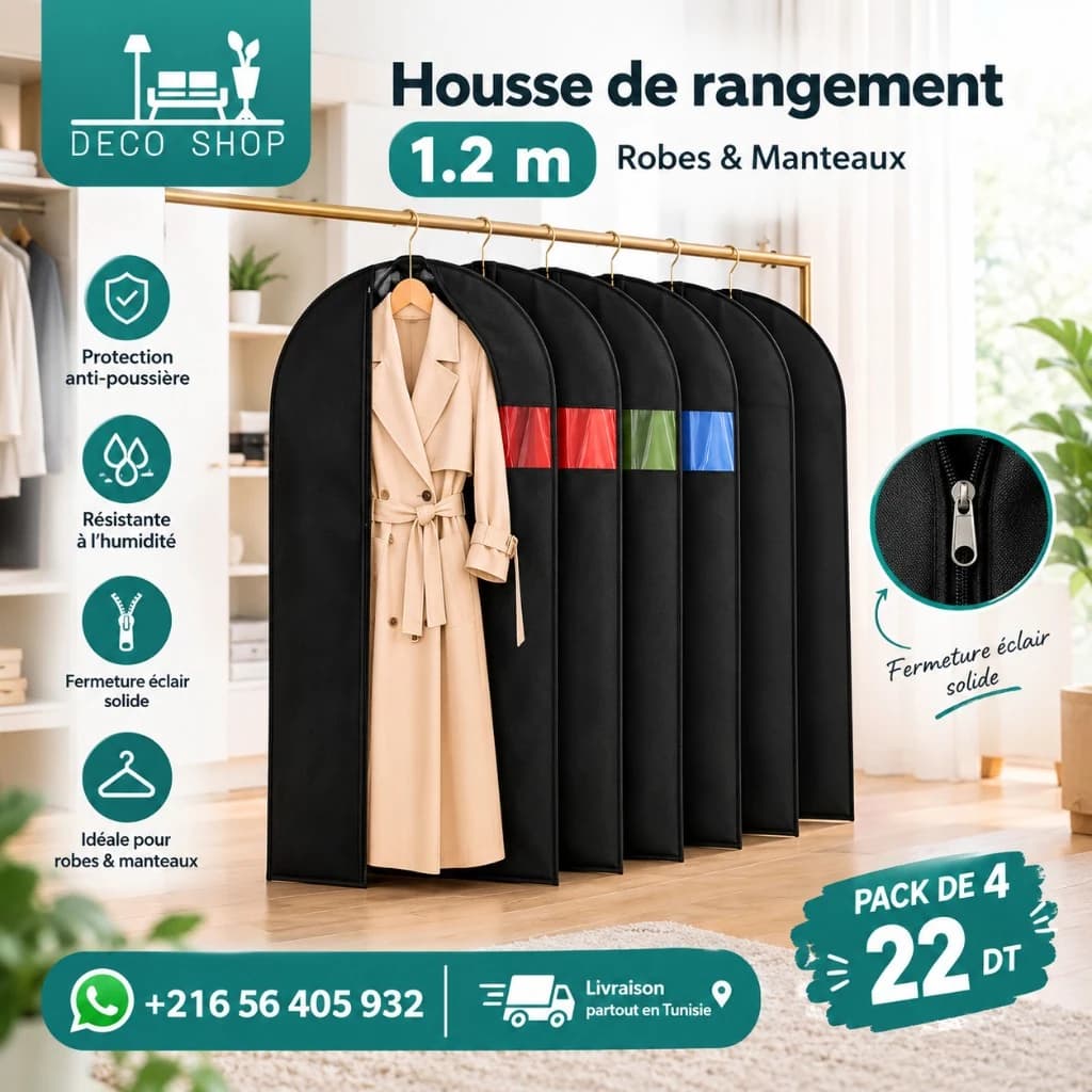 Deco Shop Plus Housse de rangement 1.2 m pour Robes & Manteaux