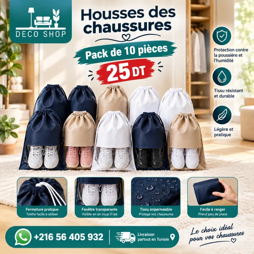 Deco Shop Plus Pack de 10 Housses de Rangement pour Chaussures – Protection Anti-Poussière