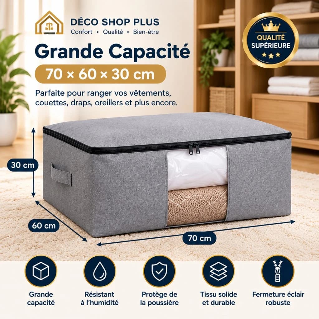 Deco Shop Plus Lot de 5 Boîtes de Rangement Pliables – Grande Capacité 70 × 60 × 30 cm 4