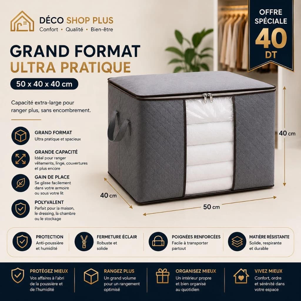 Deco Shop Plus Lot de 5 Cubes de Rangement Pliables – 50 × 40 × 40 cm 2