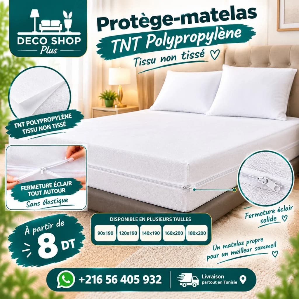 Deco Shop Plus Protège-Matelas TNT Polypropylène – Fermeture Éclair
